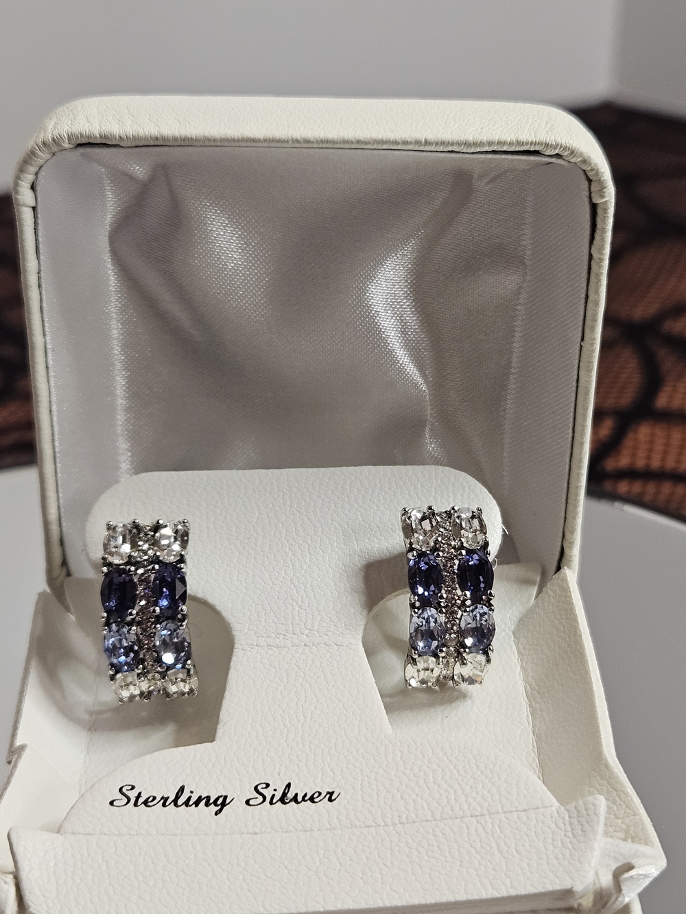 925 STERLING SILVER / DEEP BLUE EARRINGS MSRP $200
